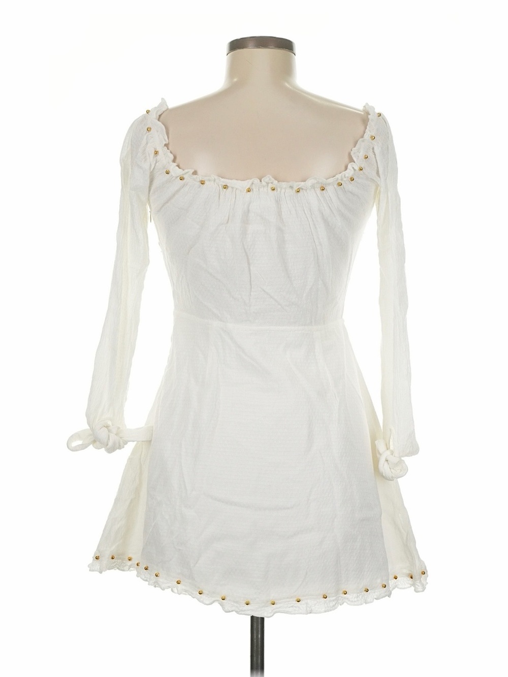 LOVERS + FRIENDS WHITE OFF THE SHOULDER TIE-FRONT SUNRISE DRESS. Size Medium. - Picture 6 of 16